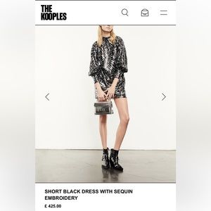 THE KOOPLES SHORT BLACK DRESS WITH SEQUIN EMBROIDERY
